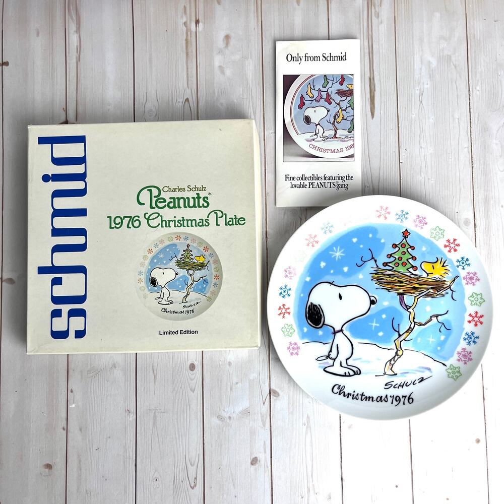 VTG Peanuts 1976 Christmas Plate Schmid Limited Edition Woodstock Snoopy Schulz